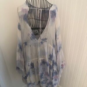 Boho Coastal Sheer Pastel Flowy Oversized Dress